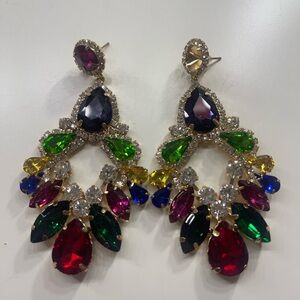 Multicolored pageant earrings